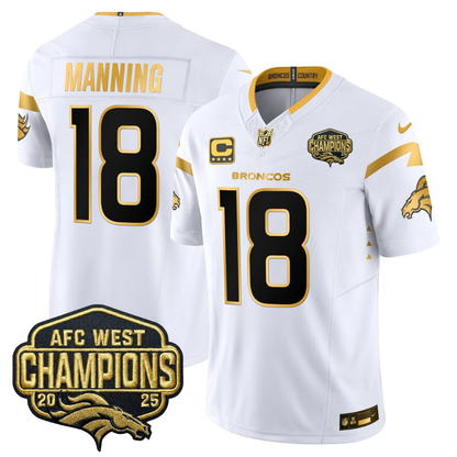 DEN AFC West Champions Patch Gold Vapor Limited Jersey - Stitched