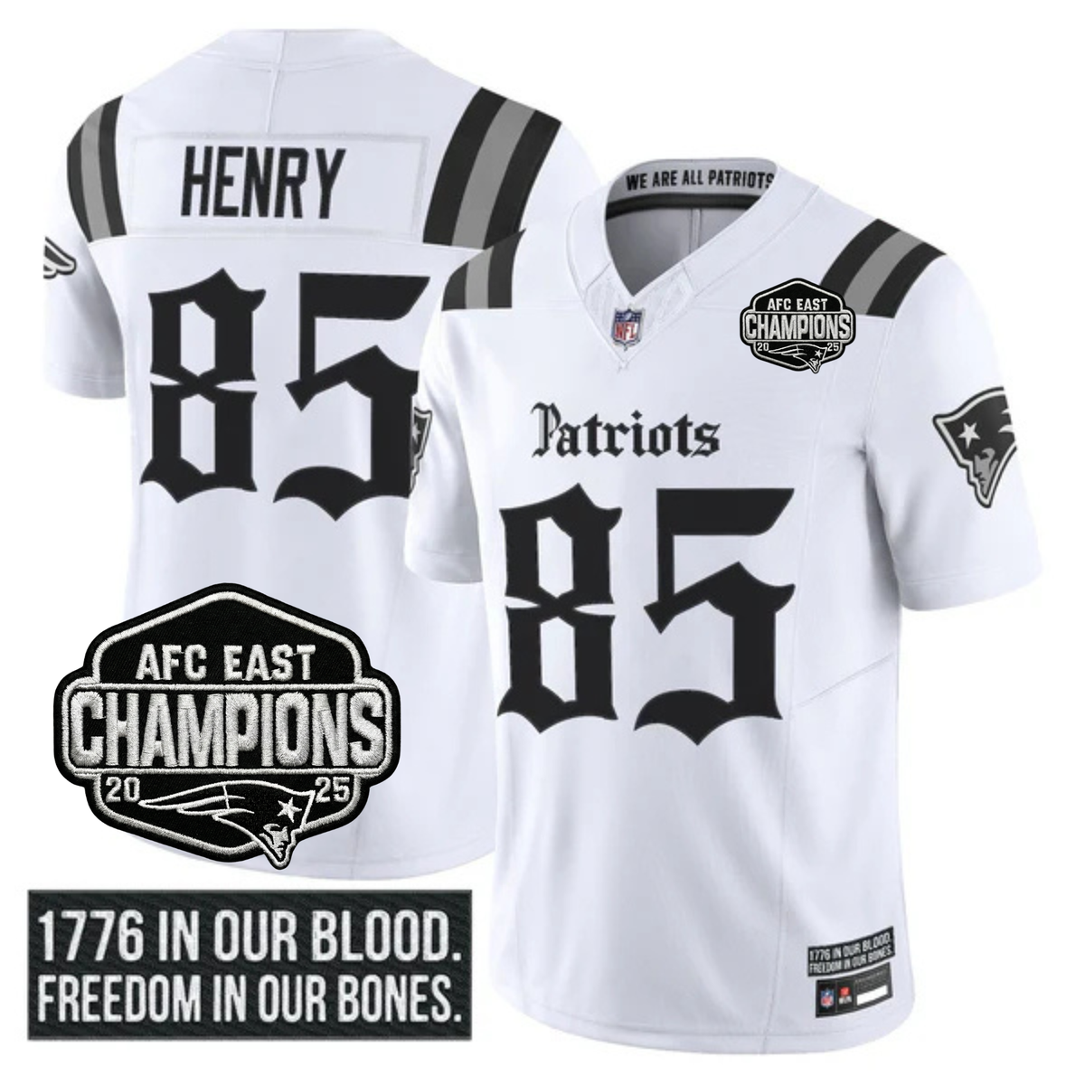 NE 'Gothic Revolution Edition' AFC East Champions Patch Vapor Limited Jersey - Stitched