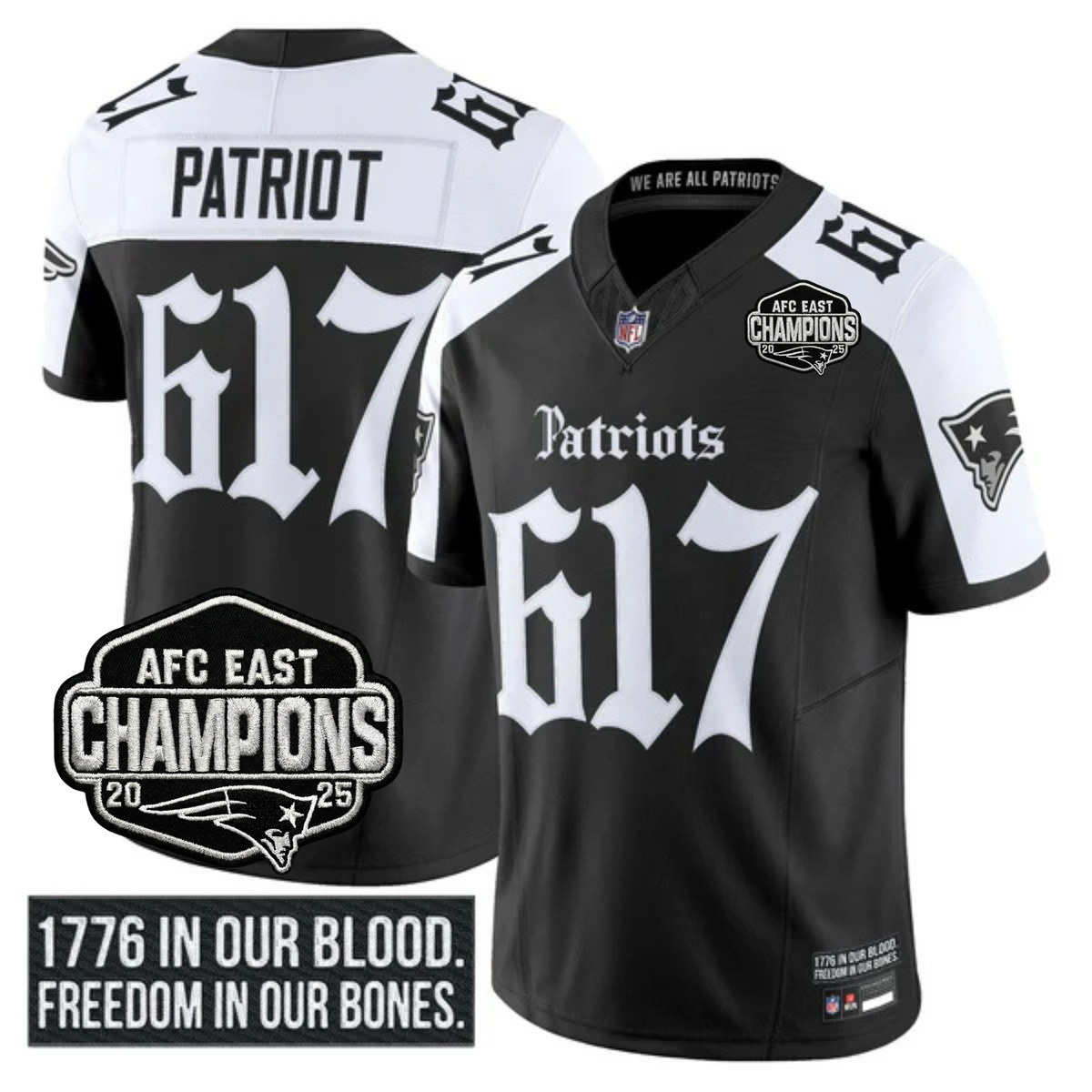 NE 'Gothic Revolution Edition' AFC East Champions Patch Vapor Limited Jersey - Stitched