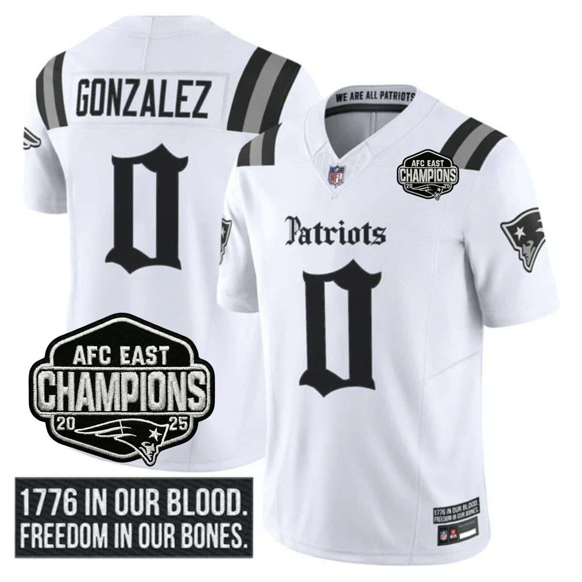 NE 'Gothic Revolution Edition' AFC East Champions Patch Vapor Limited Jersey - Stitched
