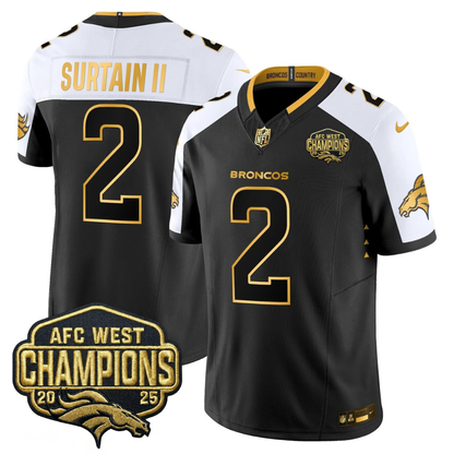 DEN AFC West Champions Patch Gold Vapor Limited Jersey - Stitched