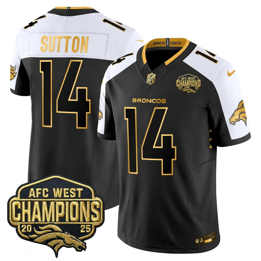 DEN AFC West Champions Patch Gold Vapor Limited Jersey - Stitched