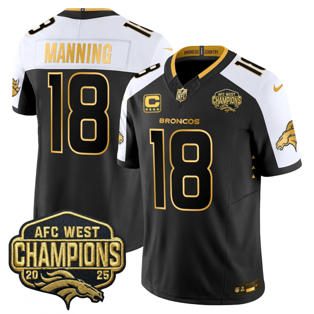 DEN AFC West Champions Patch Gold Vapor Limited Jersey - Stitched