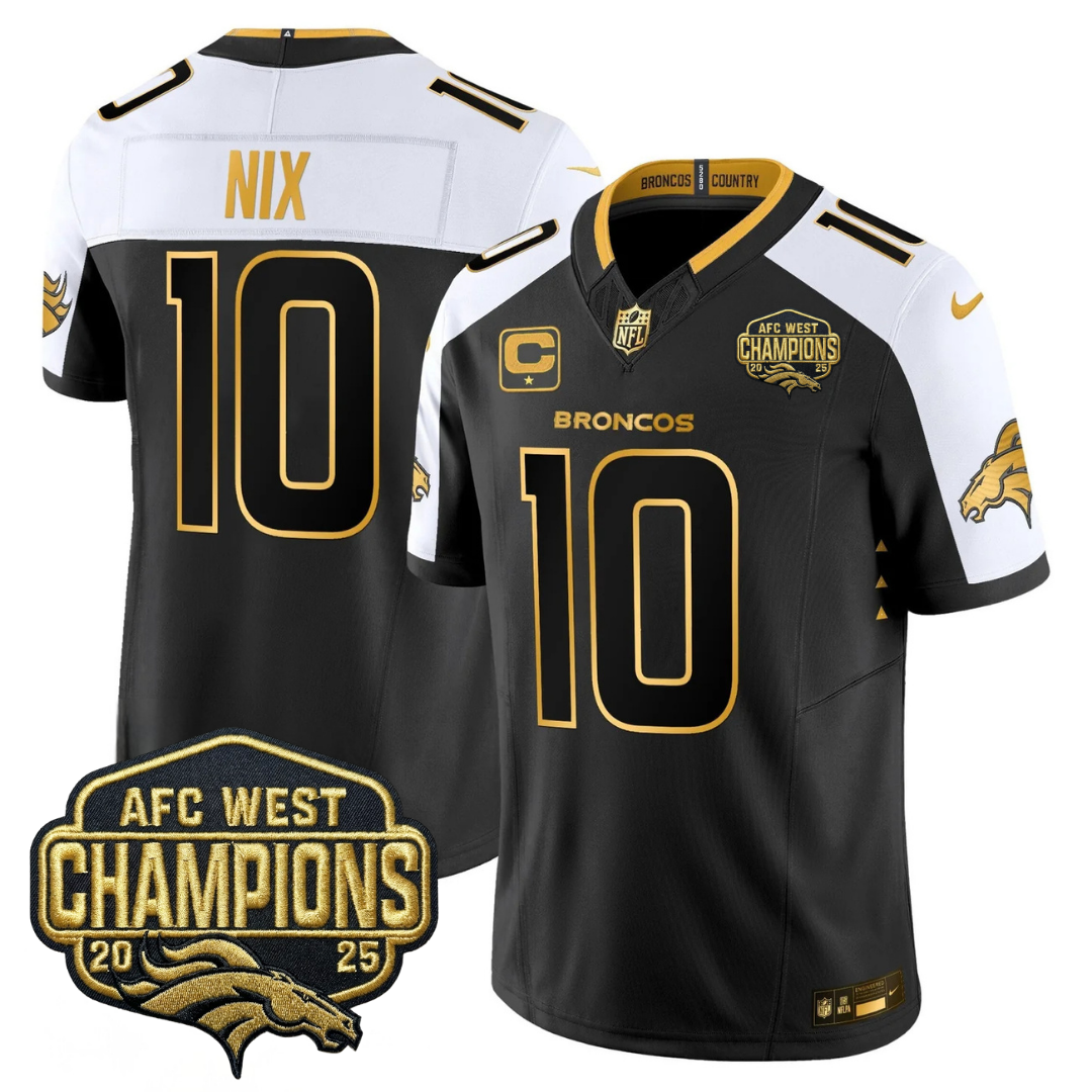 DEN AFC West Champions Patch Gold Vapor Limited Jersey - Stitched