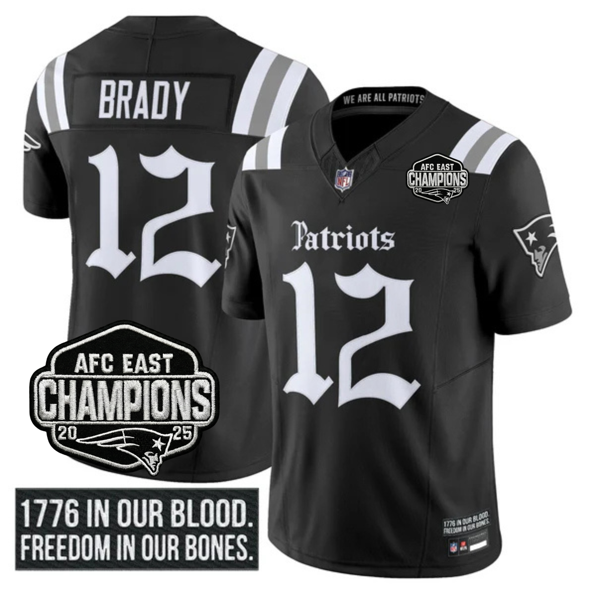 NE 'Gothic Revolution Edition' AFC East Champions Patch Vapor Limited Jersey - Stitched