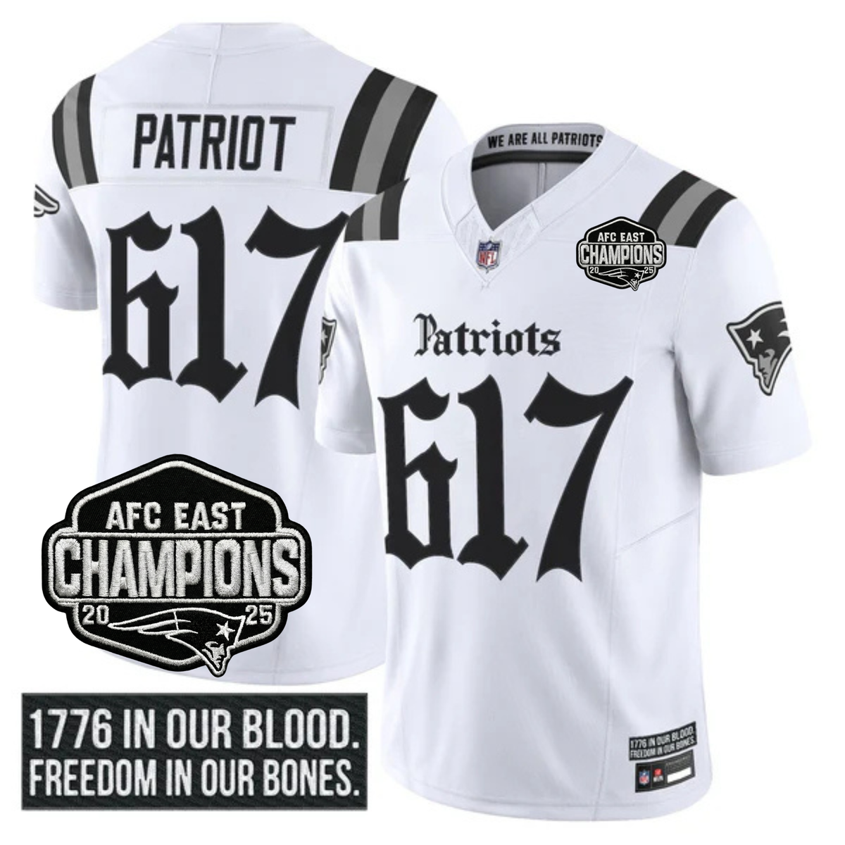 NE 'Gothic Revolution Edition' AFC East Champions Patch Vapor Limited Jersey - Stitched