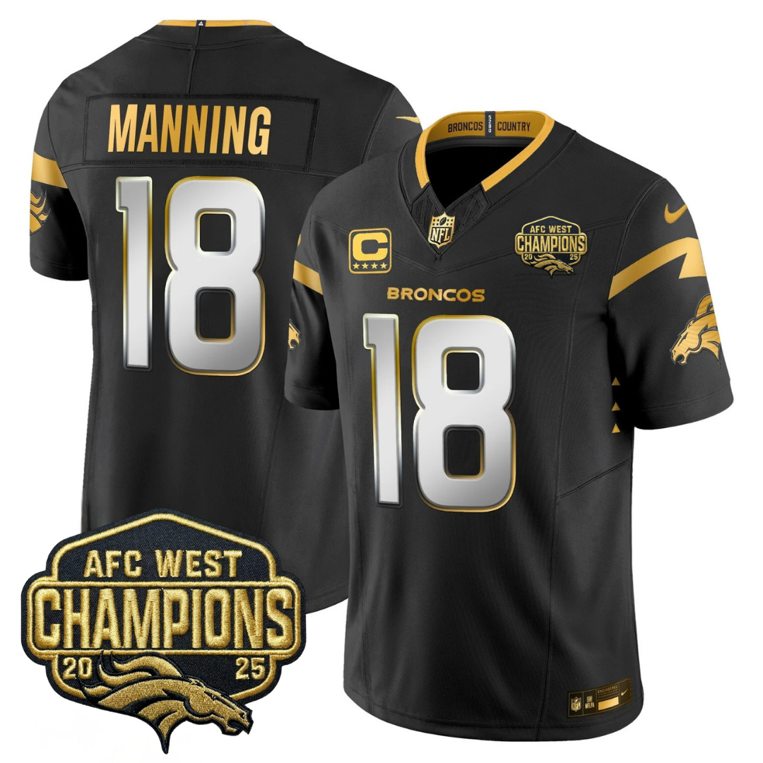 DEN AFC West Champions Patch Gold Vapor Limited Jersey - Stitched