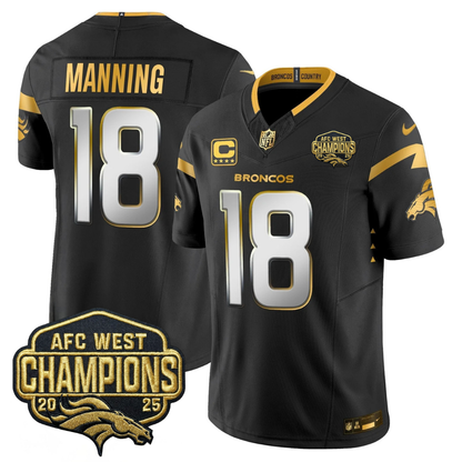 DEN AFC West Champions Patch Gold Vapor Limited Jersey - Stitched
