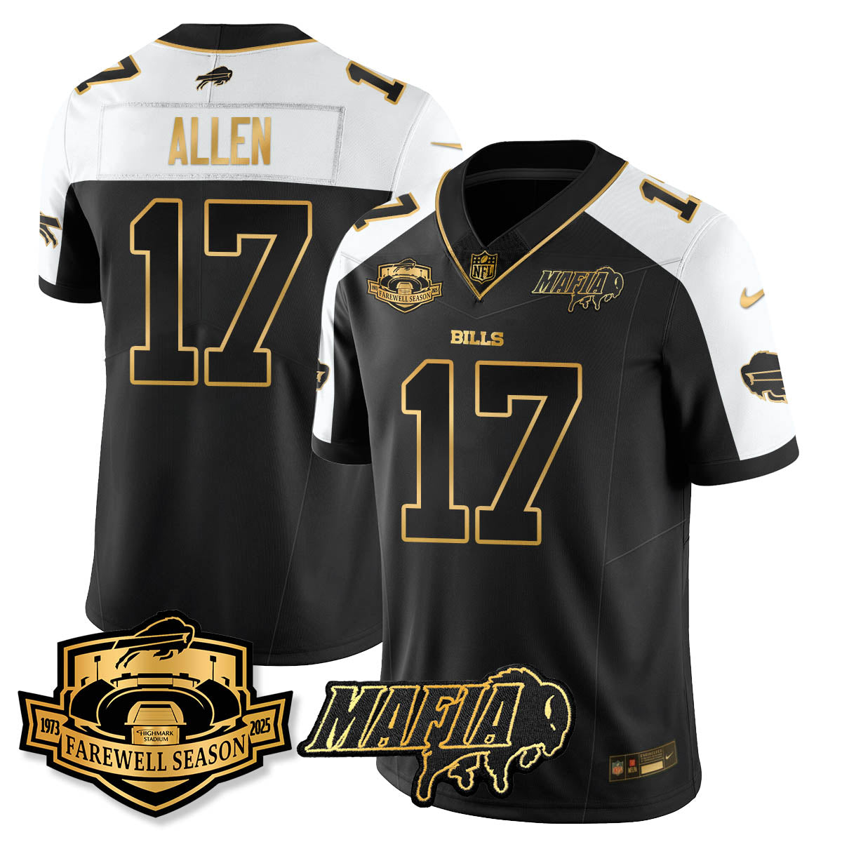 BUF 2025 Bills Mafia Patch Gold Vapor Limited Jersey - Stitched