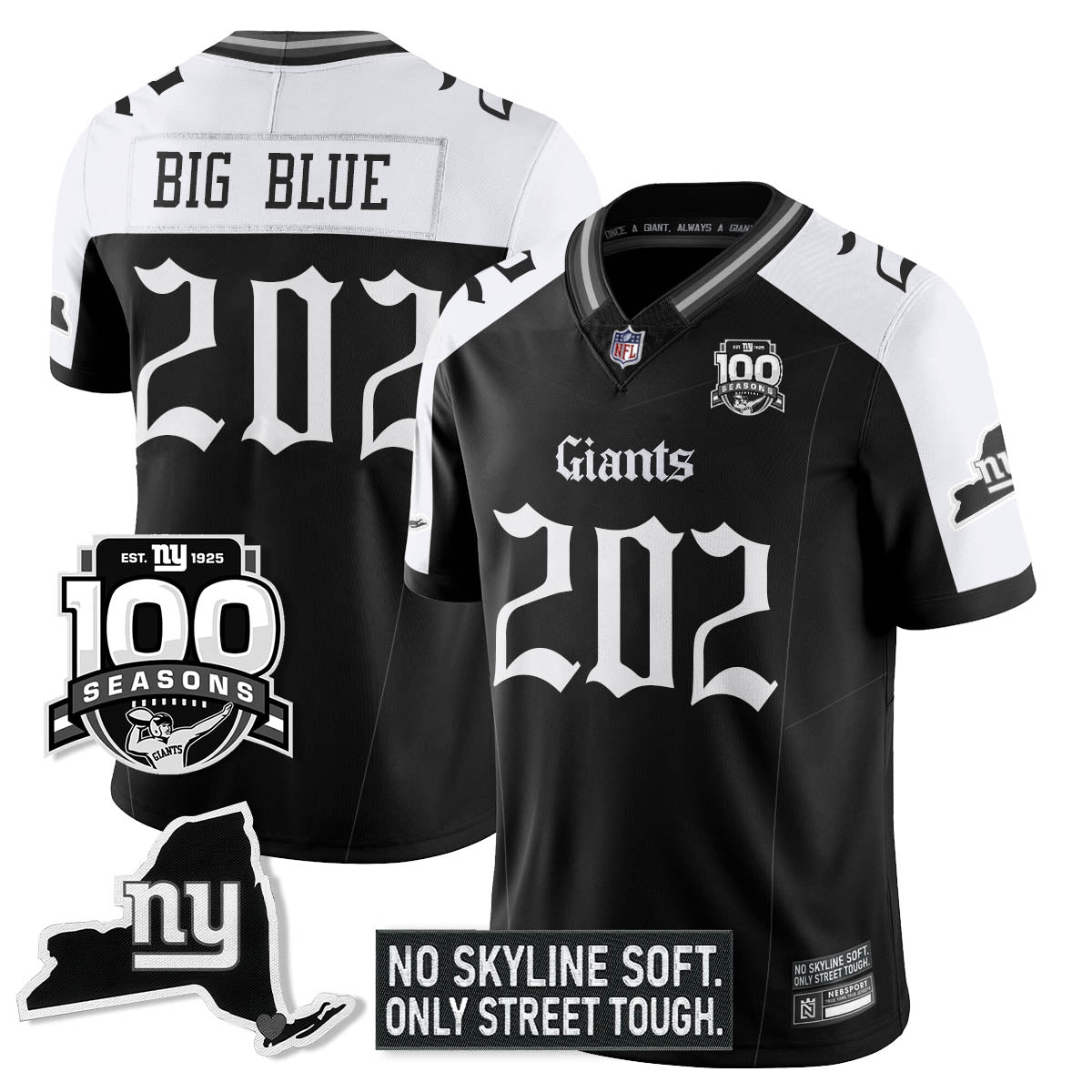 NYG 100th Seasons 'Gothic Gotham Edition' Vapor Limited Jersey - Stitched