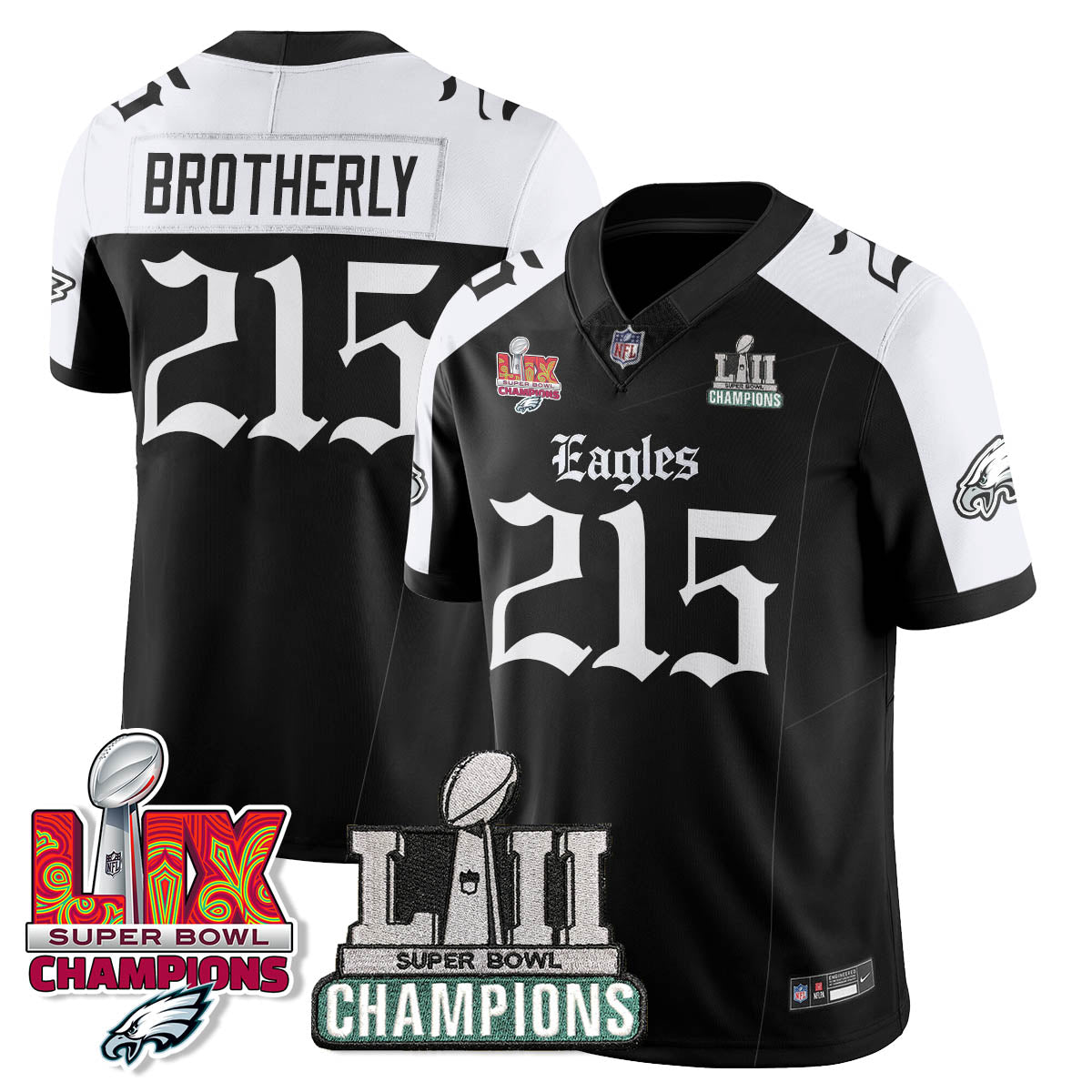 PHI 'Gothic Philly' LII-LIX Super Bowl Champions Vapor Limited Jersey - Stitched