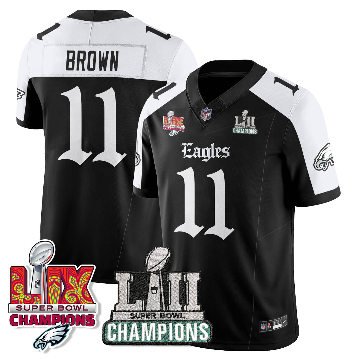 PHI 'Gothic Philly' LII-LIX Super Bowl Champions Vapor Limited Jersey - Stitched