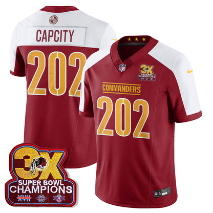 WAS 3-Time Champions Patch Vapor Limited Jersey - Stitched