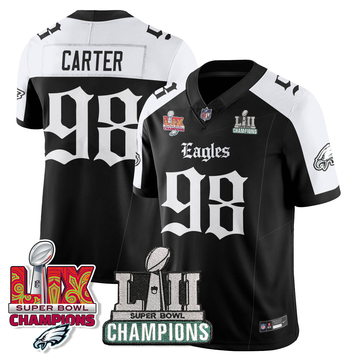 PHI 'Gothic Philly' LII-LIX Super Bowl Champions Vapor Limited Jersey - Stitched