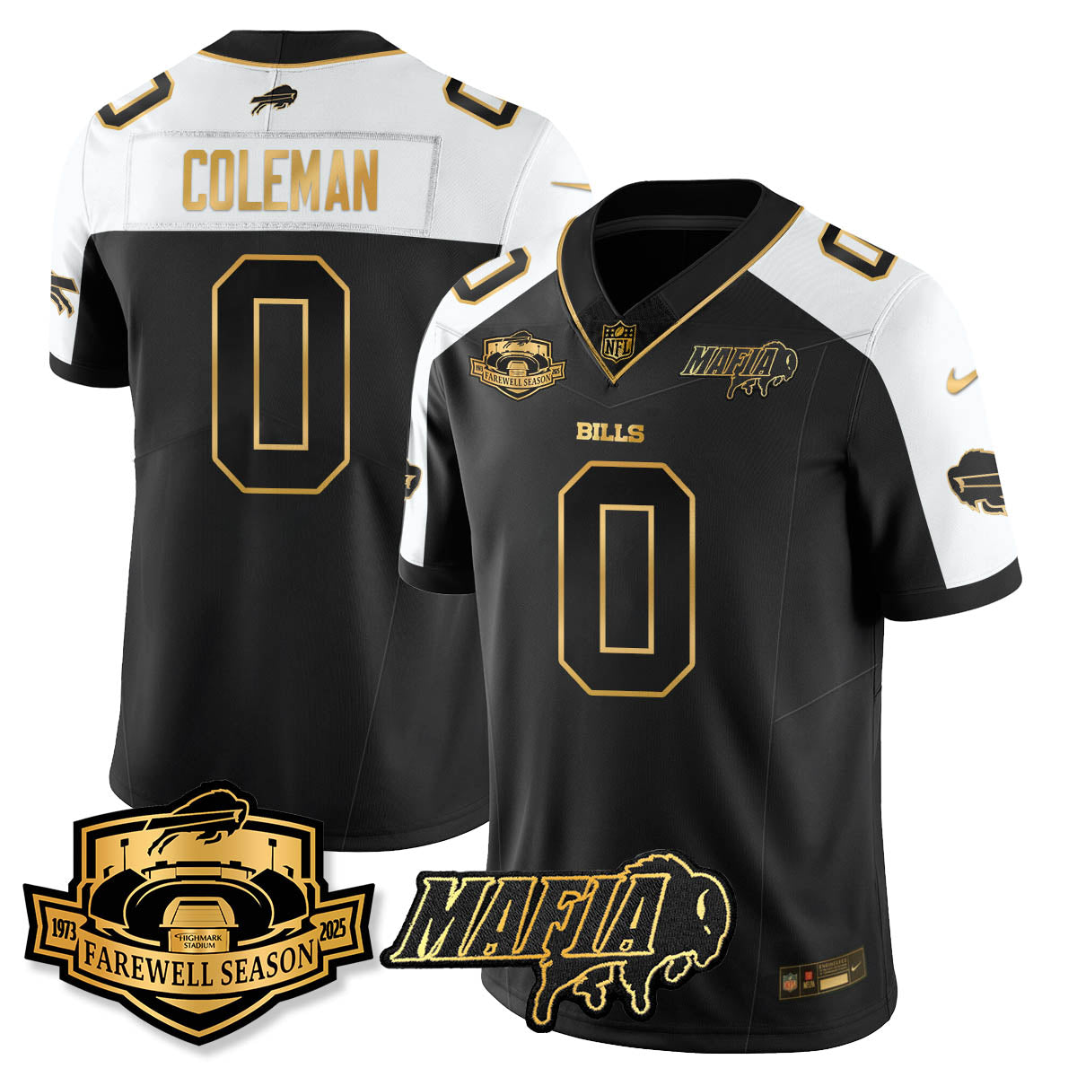 BUF 2025 Bills Mafia Patch Gold Vapor Limited Jersey - Stitched
