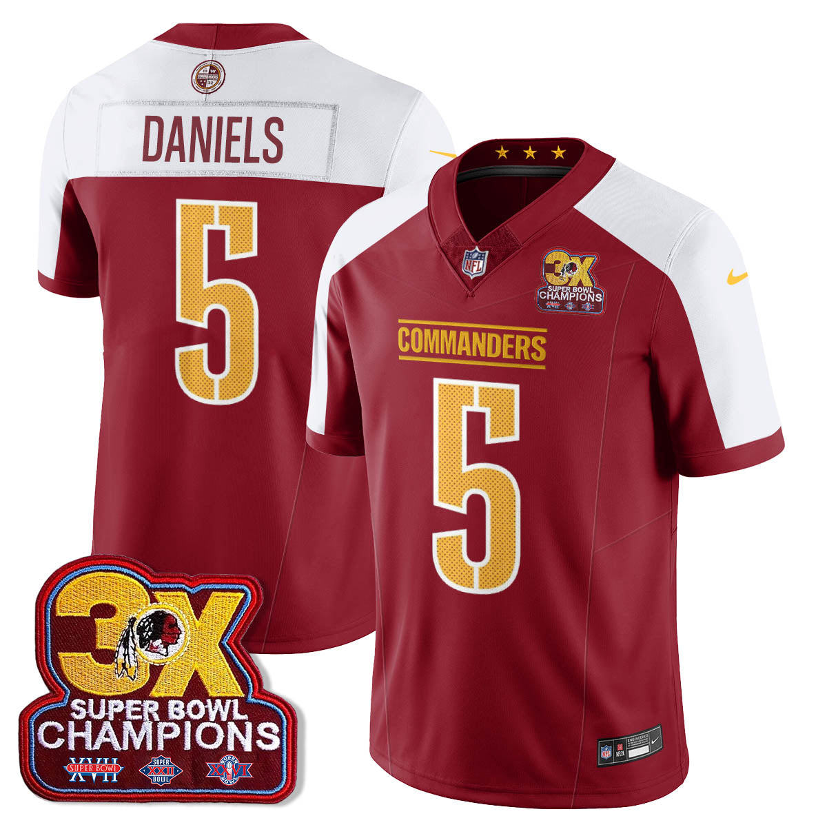 WAS 3-Time Champions Patch Vapor Limited Jersey - Stitched