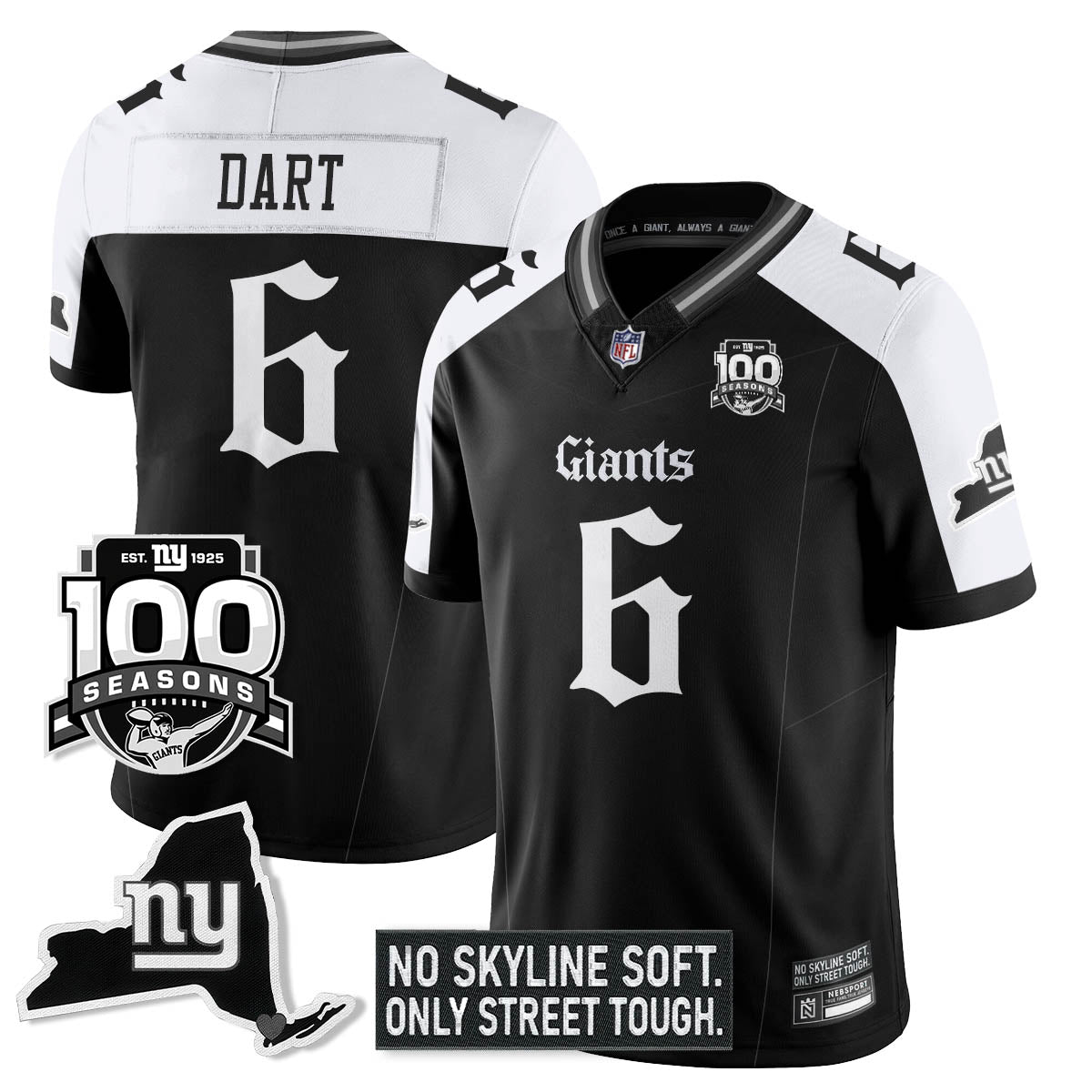 NYG 100th Seasons 'Gothic Gotham Edition' Vapor Limited Jersey - Stitched