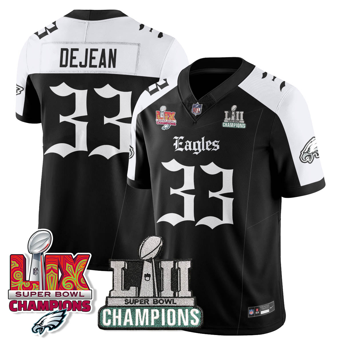 PHI 'Gothic Philly' LII-LIX Super Bowl Champions Vapor Limited Jersey - Stitched