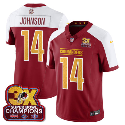 WAS 3-Time Champions Patch Vapor Limited Jersey - Stitched