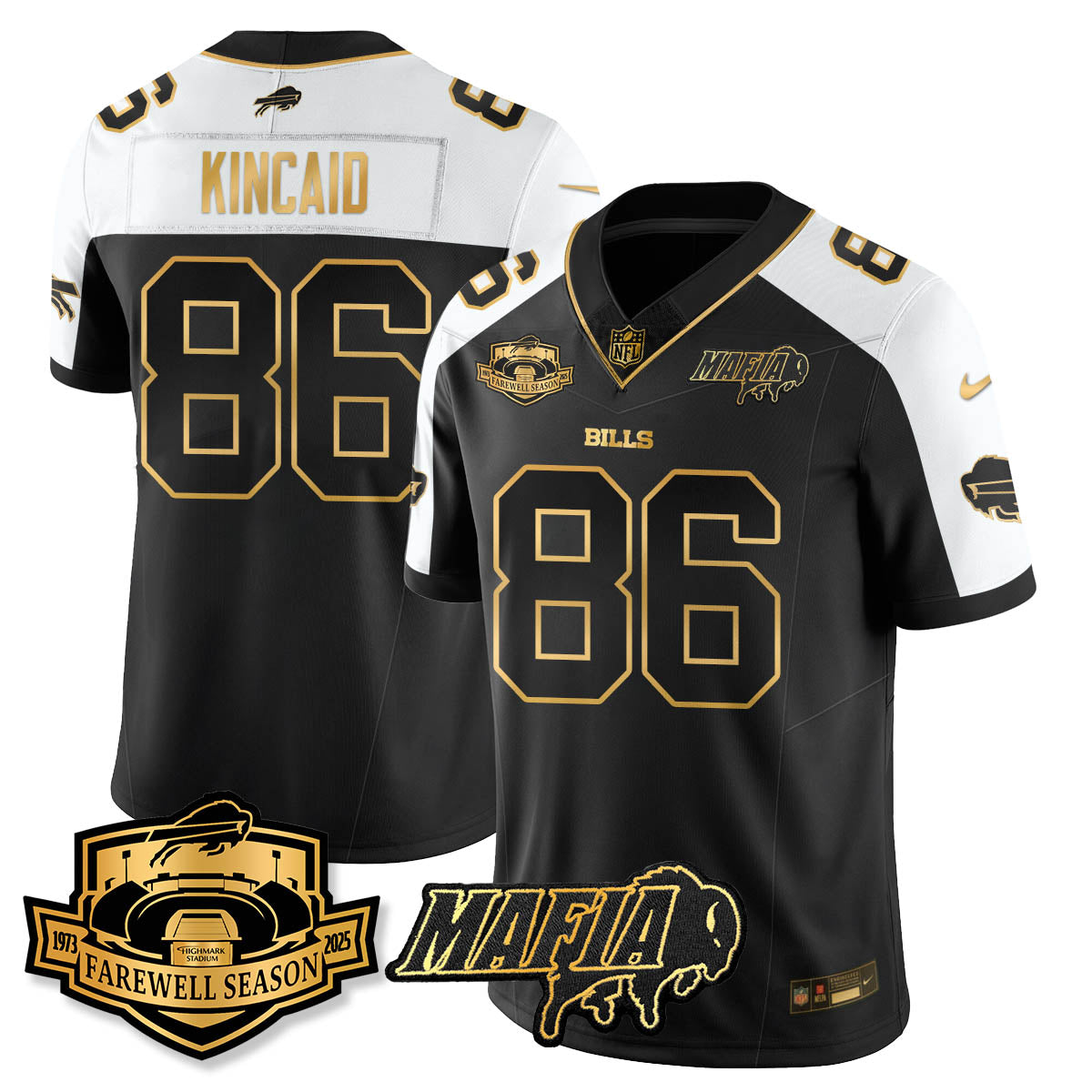 BUF 2025 Bills Mafia Patch Gold Vapor Limited Jersey - Stitched