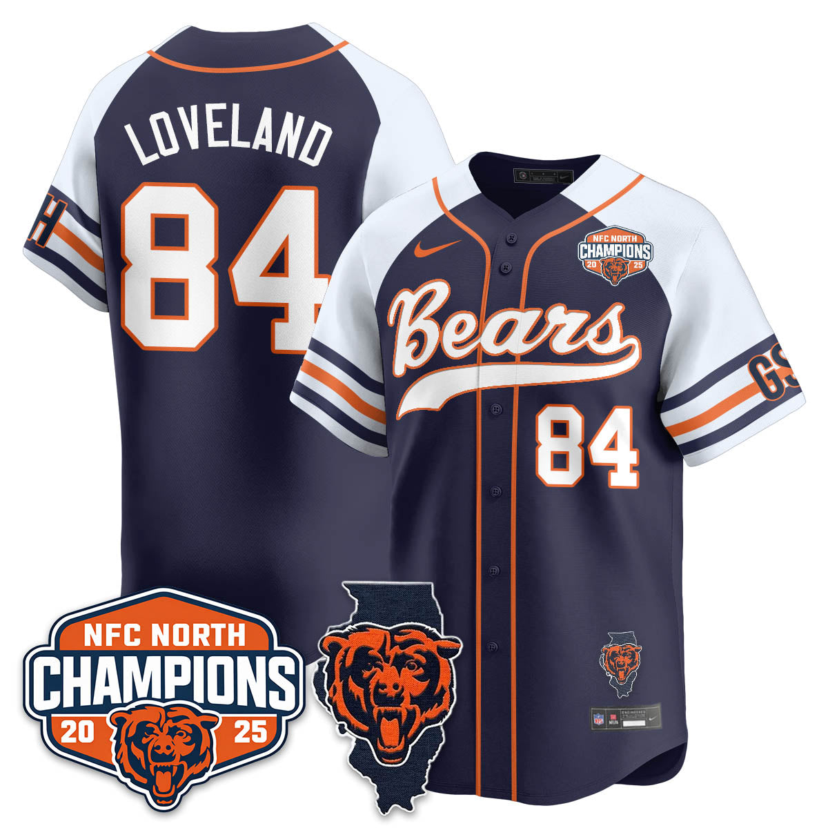 CHI  NFC North Division Champions Vapor Limited Baseball Jersey - Stitched