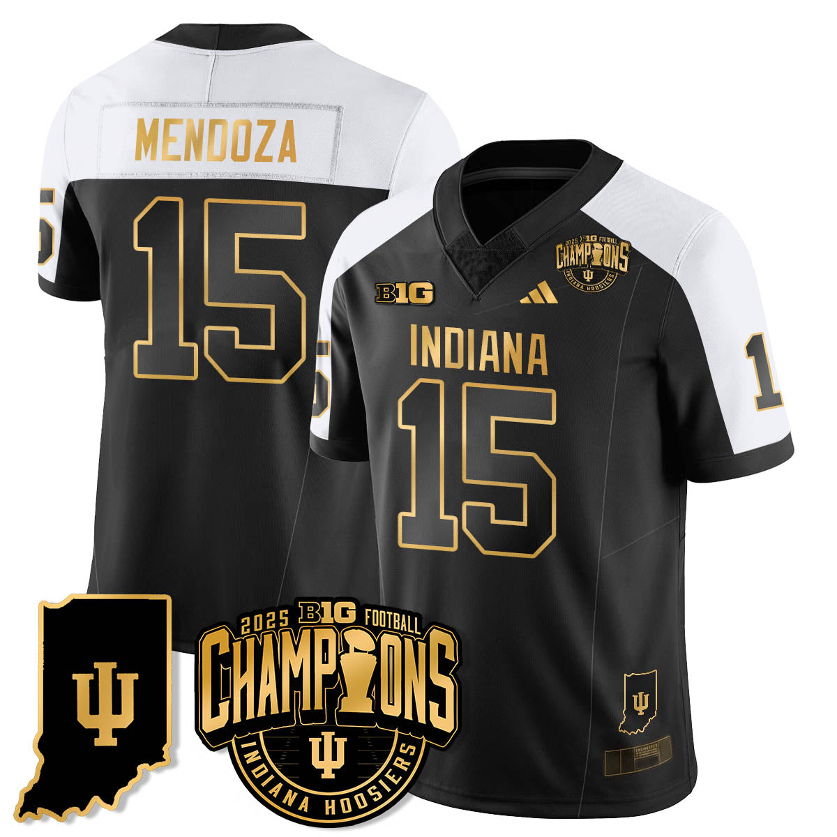 Indiana H Vapor Limited Football Gold Jersey - Big 10 Champions - Stitched
