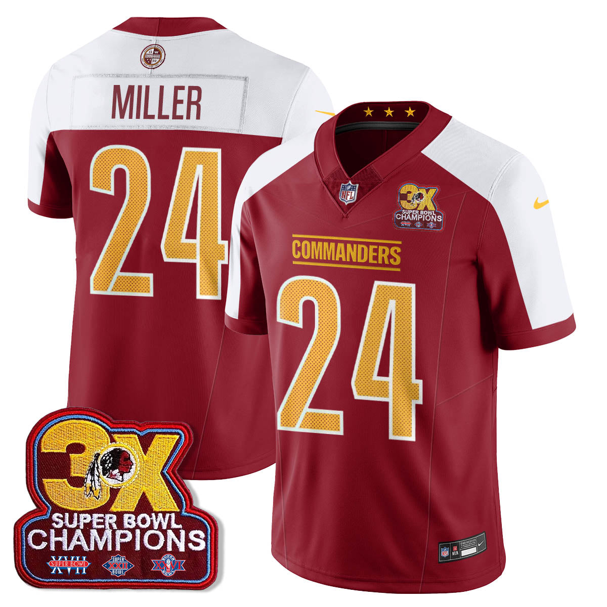 WAS 3-Time Champions Patch Vapor Limited Jersey - Stitched