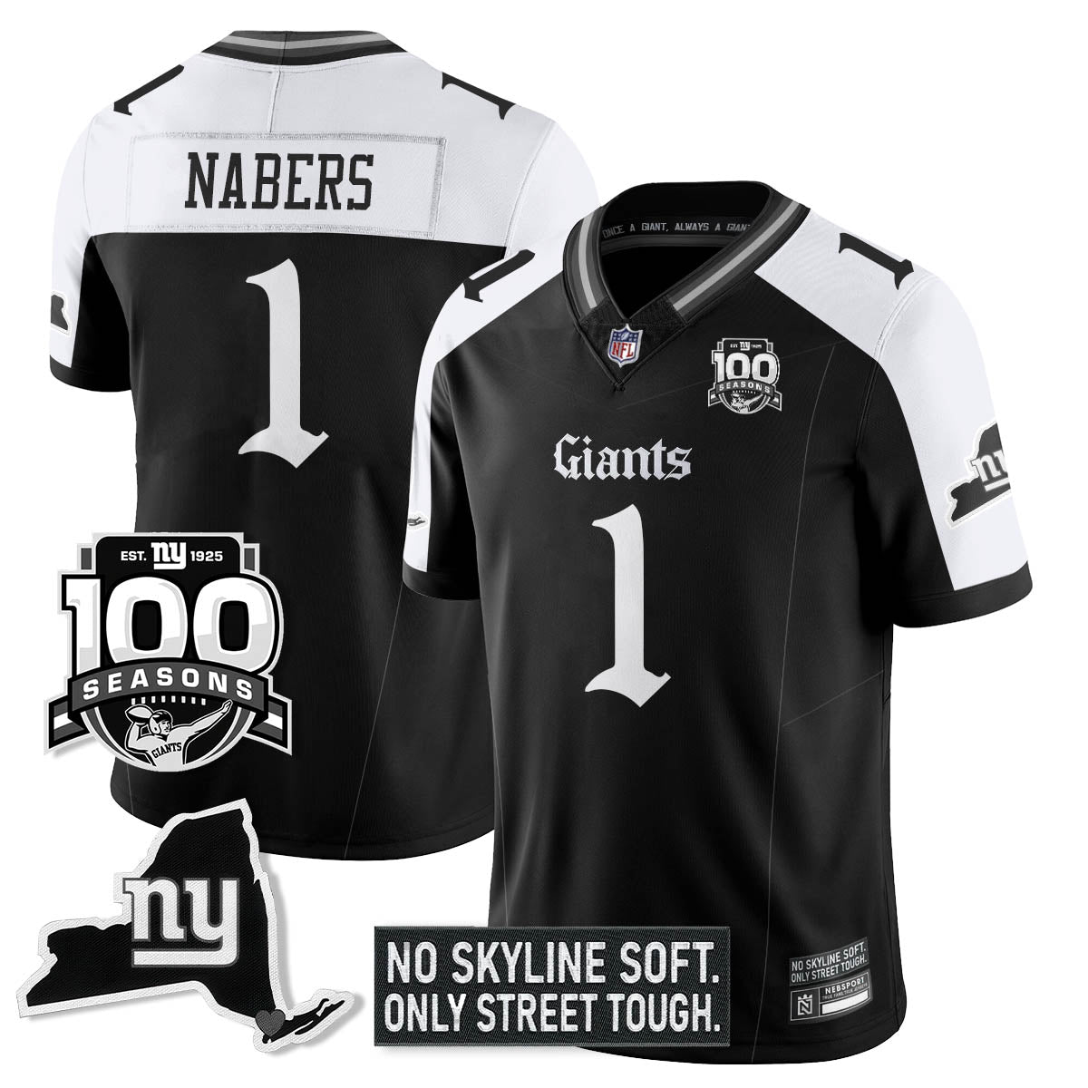 NYG 100th Seasons 'Gothic Gotham Edition' Vapor Limited Jersey - Stitched