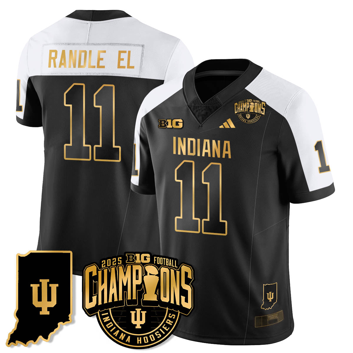 Indiana H Vapor Limited Football Gold Jersey - Big 10 Champions - Stitched