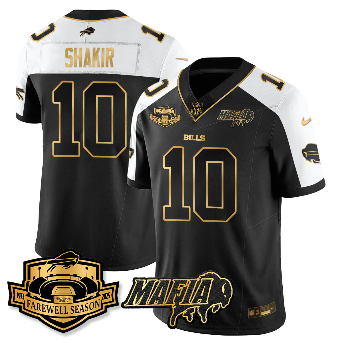 BUF 2025 Bills Mafia Patch Gold Vapor Limited Jersey - Stitched