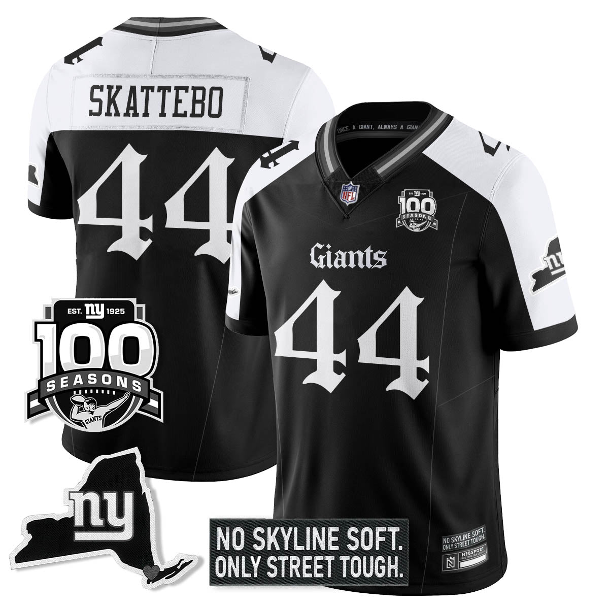 NYG 100th Seasons 'Gothic Gotham Edition' Vapor Limited Jersey - Stitched