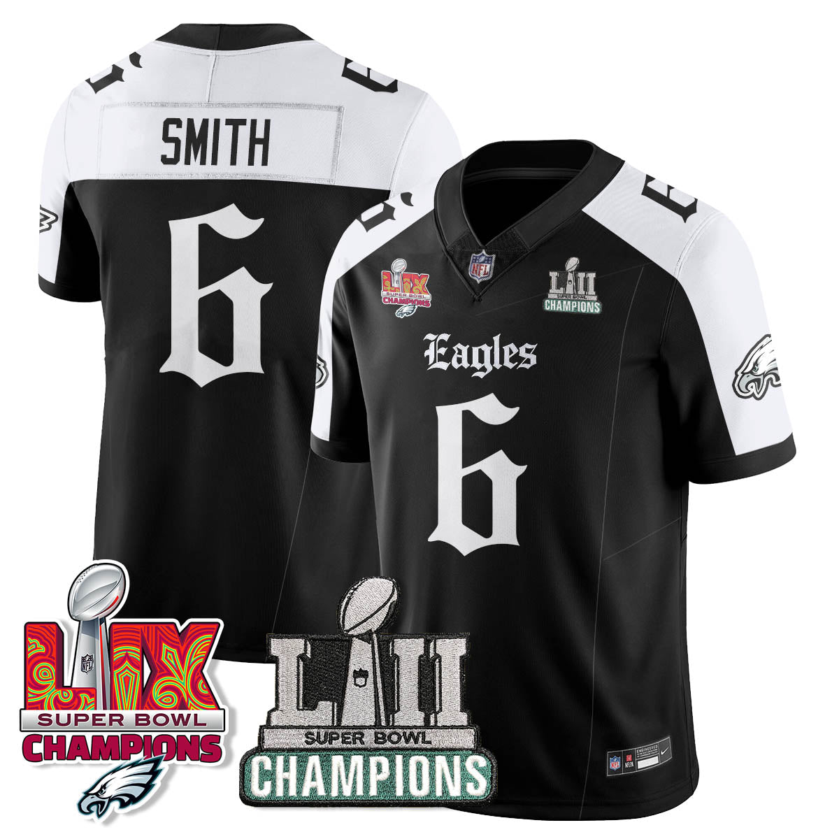 PHI 'Gothic Philly' LII-LIX Super Bowl Champions Vapor Limited Jersey - Stitched