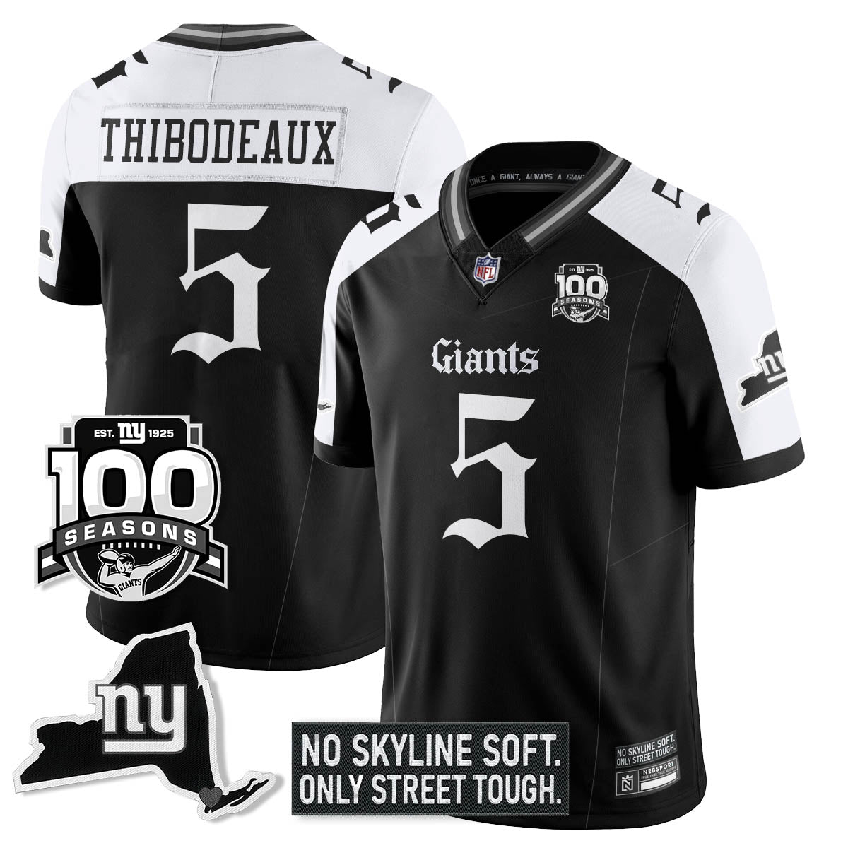 NYG 100th Seasons 'Gothic Gotham Edition' Vapor Limited Jersey - Stitched