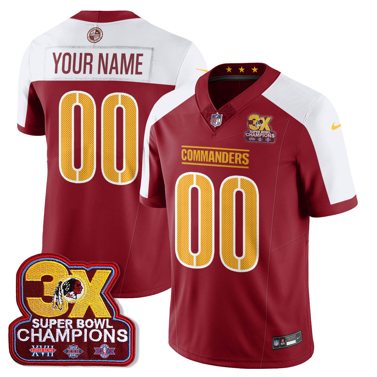WAS 3-Time Champions Patch Vapor Limited Jersey - Stitched