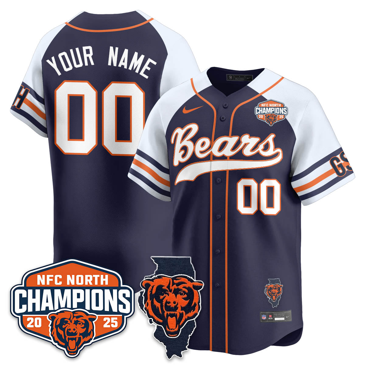 CHI  NFC North Division Champions Vapor Limited Baseball Jersey - Stitched