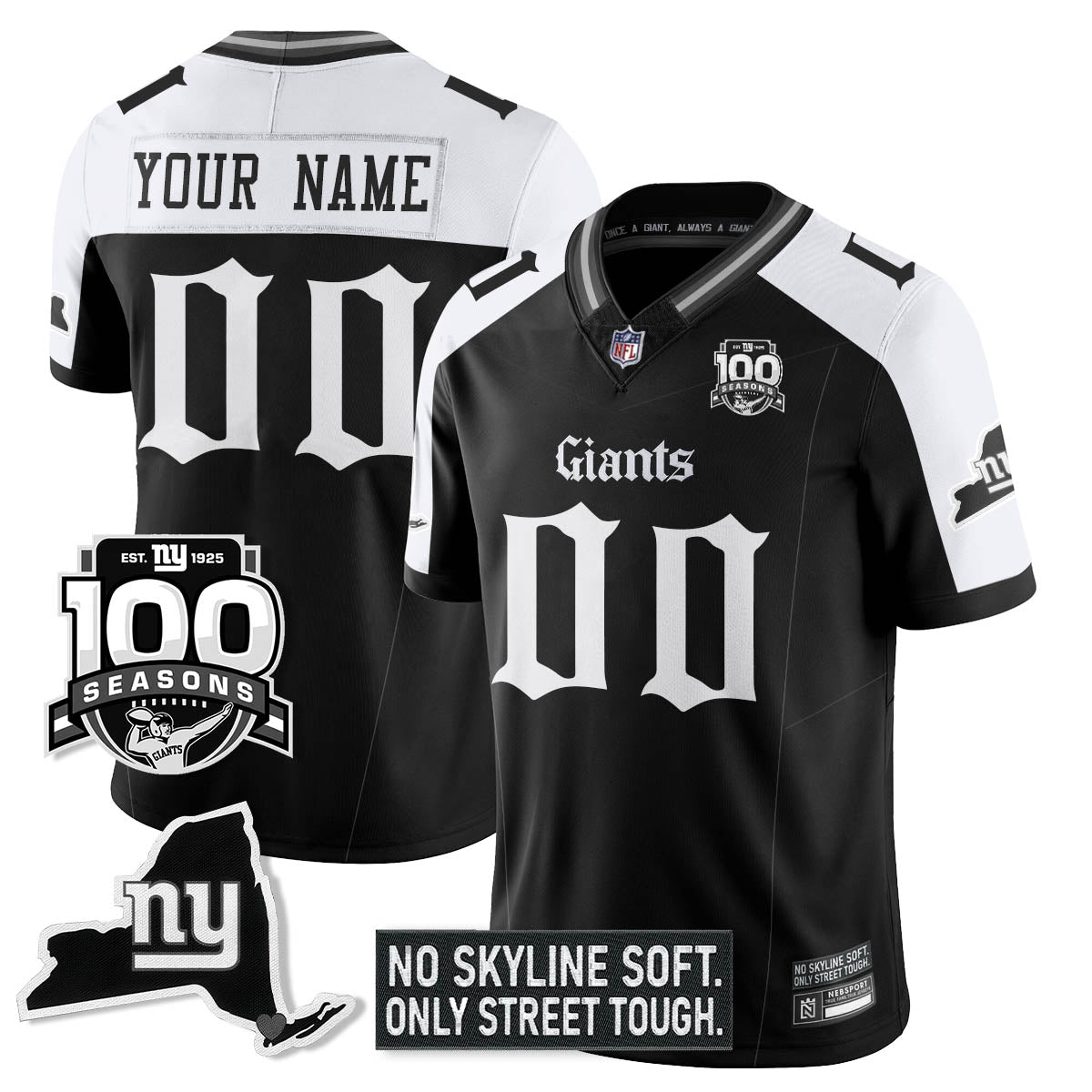 Custom NYG 100th Seasons 'Gothic Gotham Edition' Vapor Limited Jersey - Stitched