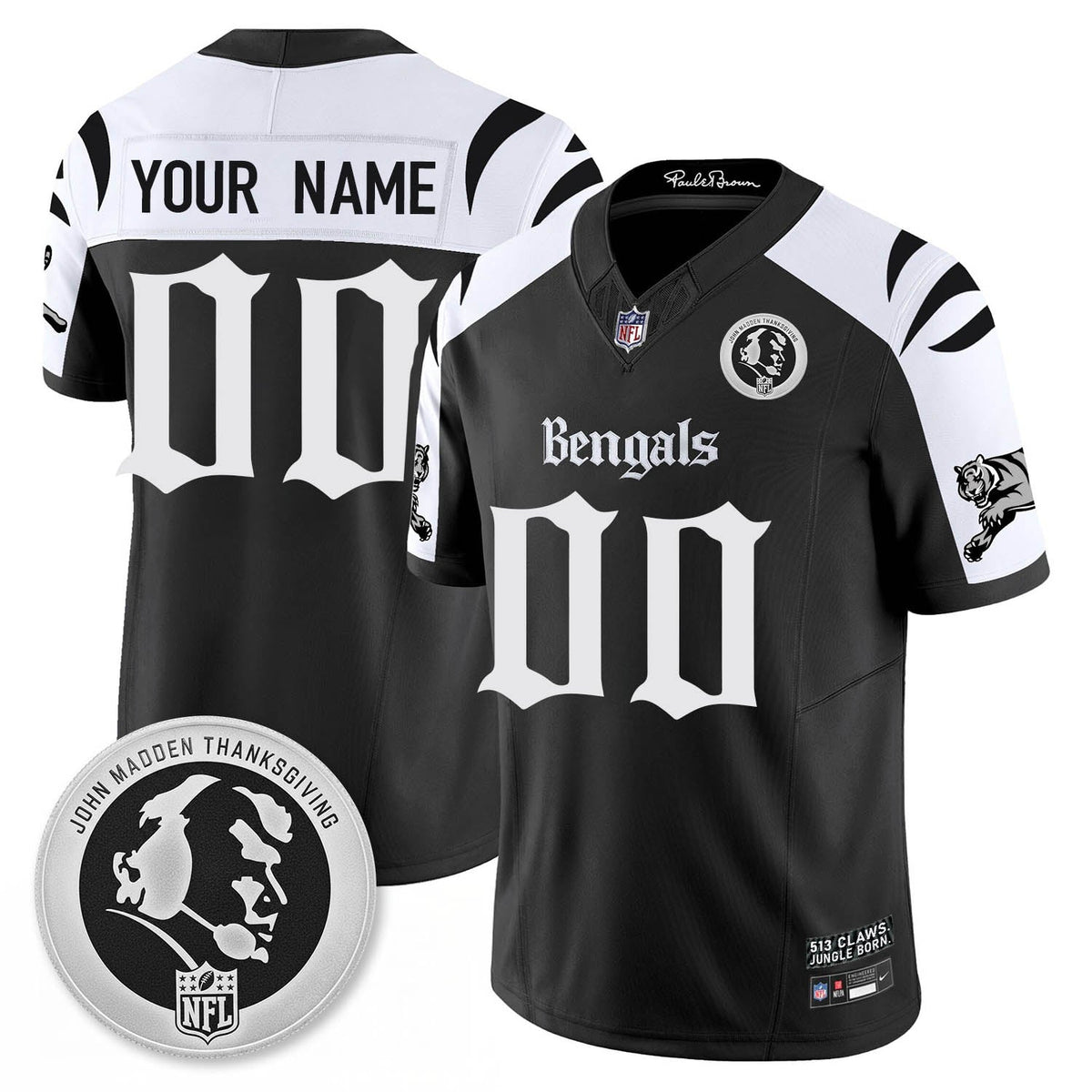 CIN Gothic Vapor Limited Custom Jersey - John Madden Patch - Stitched
