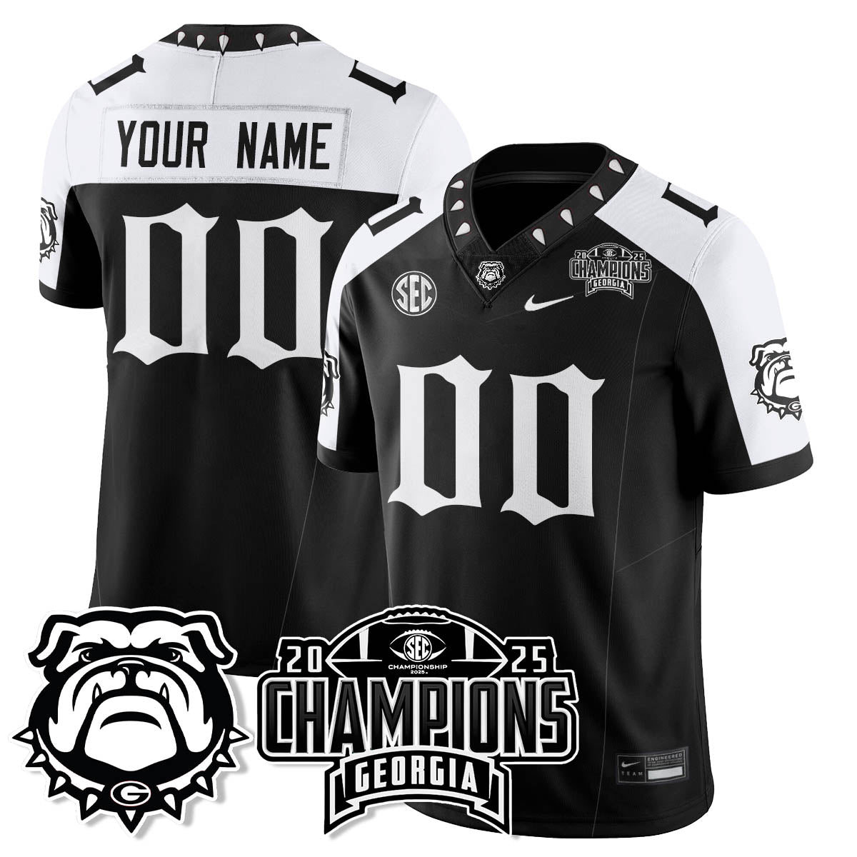 Georgia Bulldogs Gothic Vapor Limited Custom Jersey - SEC Football Champions - All Stitched