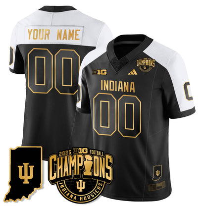 Indiana H Vapor Limited Football Gold Jersey - Big 10 Champions - Stitched