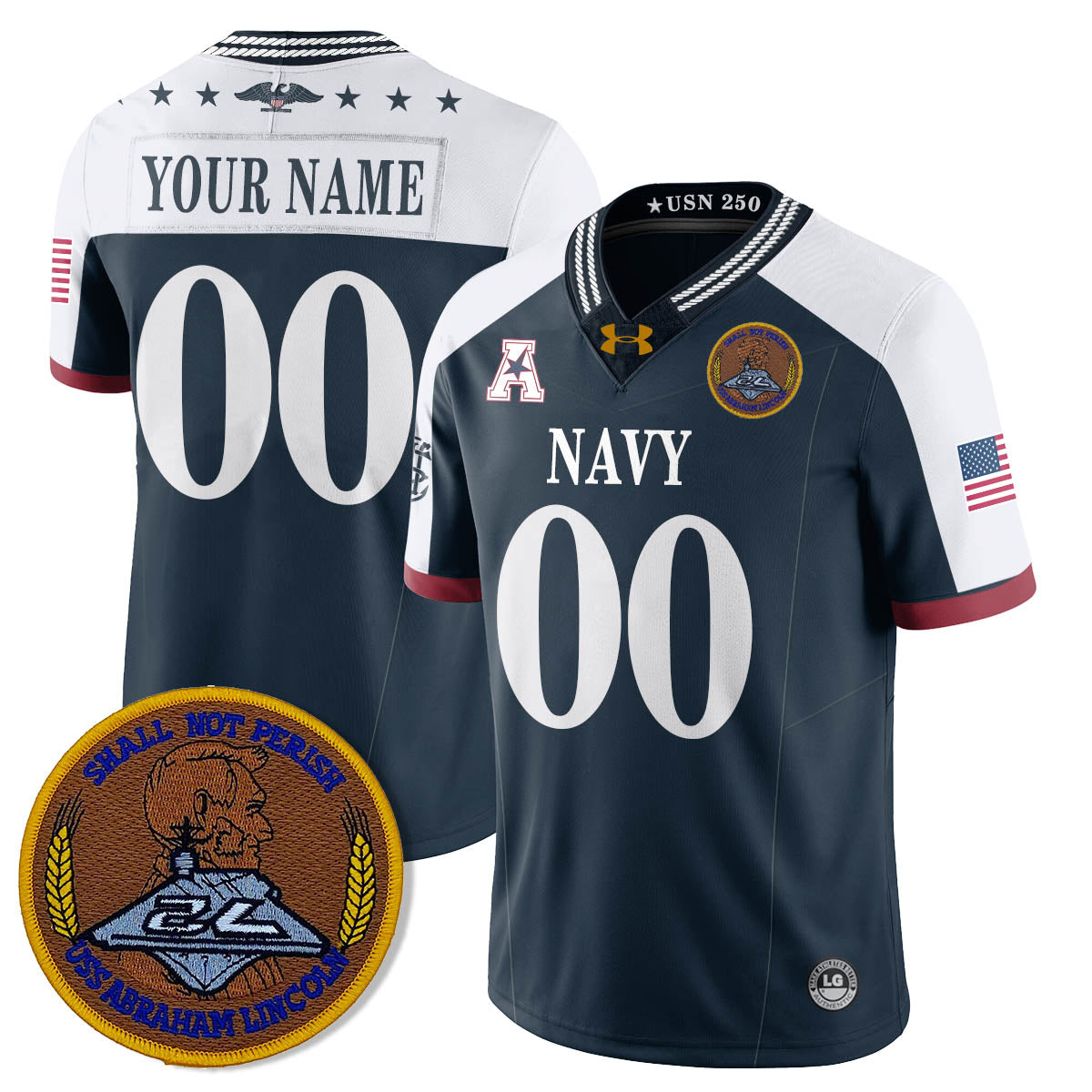 Custom Navy MID Honoring the 250th Anniversary of the United States Navy Jersey - Stitched