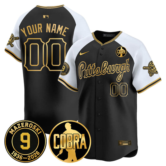 Custom PIT Memories Vapor Limited Gold Jersey - Bill Mazeroski Patch - Stitched