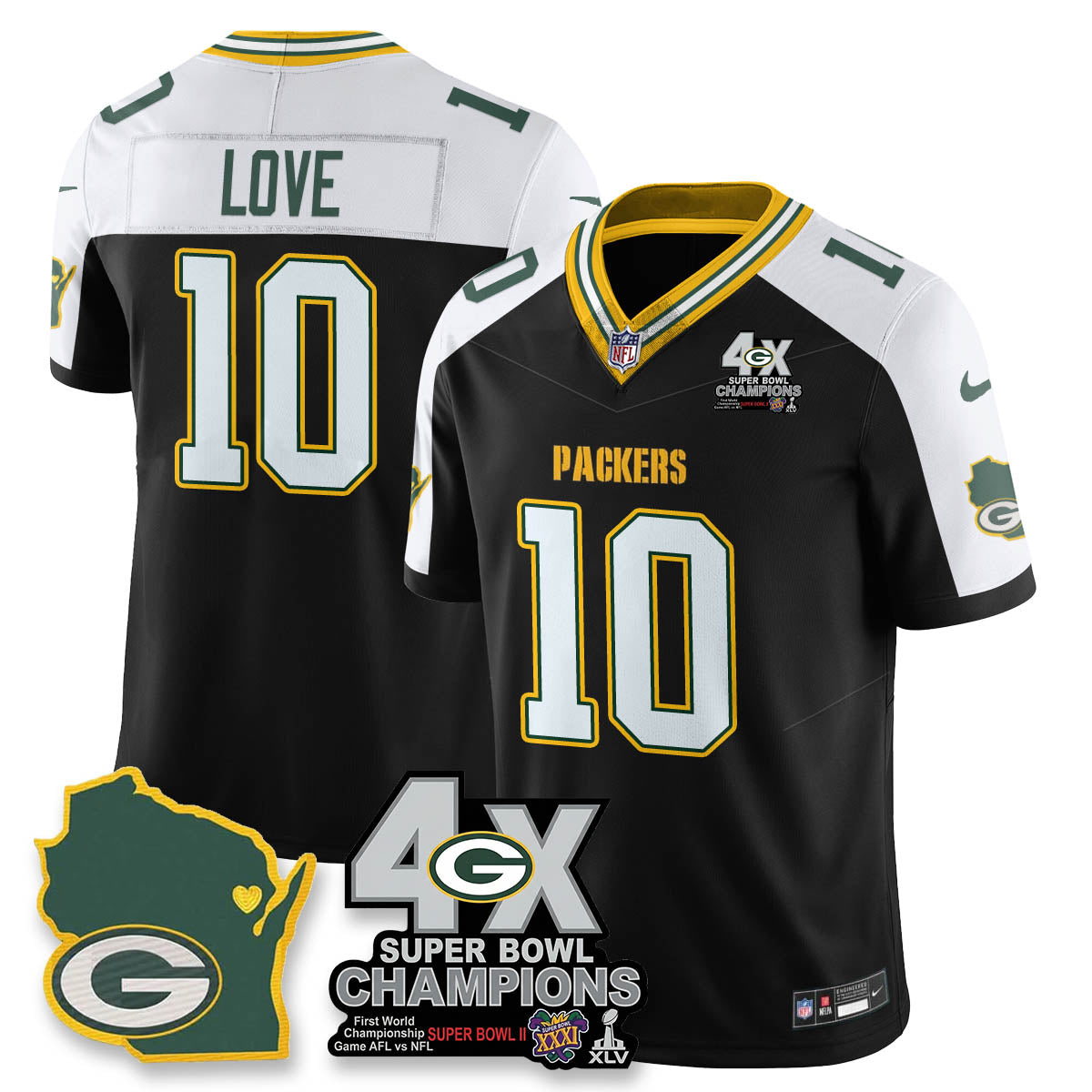 GB 4-Time Champions Patch Vapor Limited Jersey - Stitched