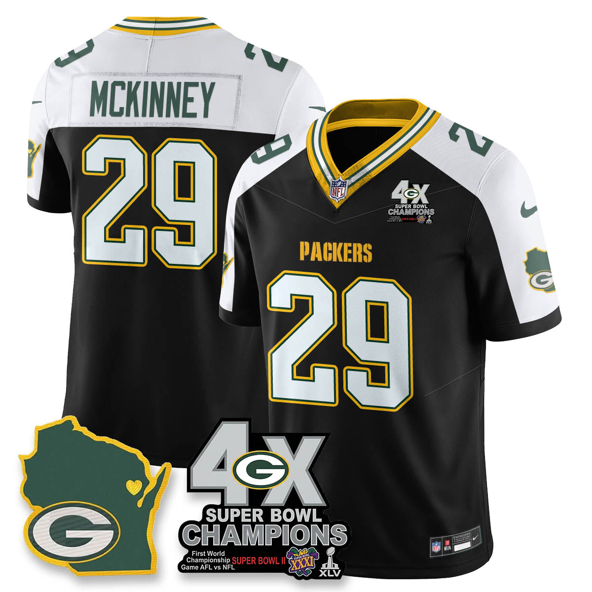GB 4-Time Champions Patch Vapor Limited Jersey - Stitched