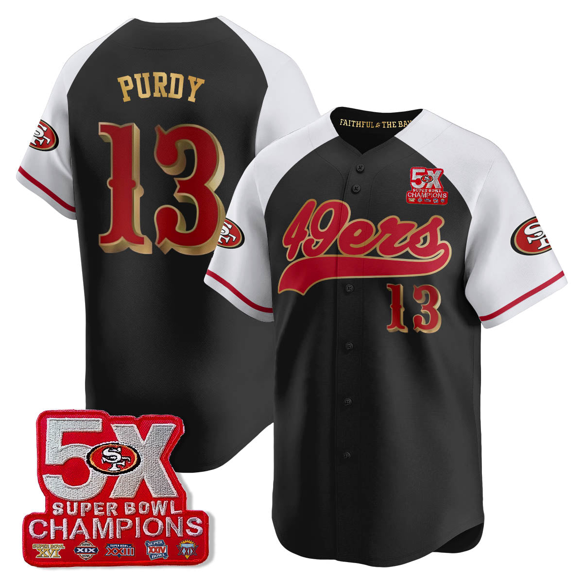 SF 5-Time Champions Patch Vapor Baseball Jersey - Stitched