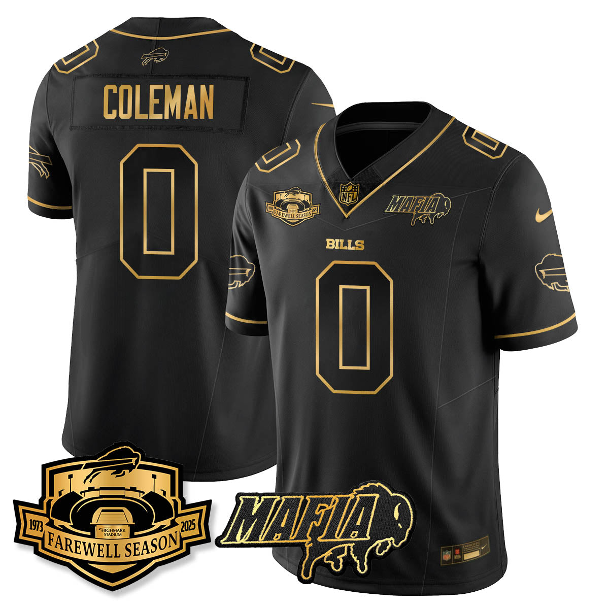 BUF 2025 Bills Mafia Patch Gold Vapor Limited Jersey - Stitched