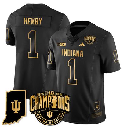 Indiana H Vapor Limited Football Gold Jersey - Big 10 Champions - Stitched