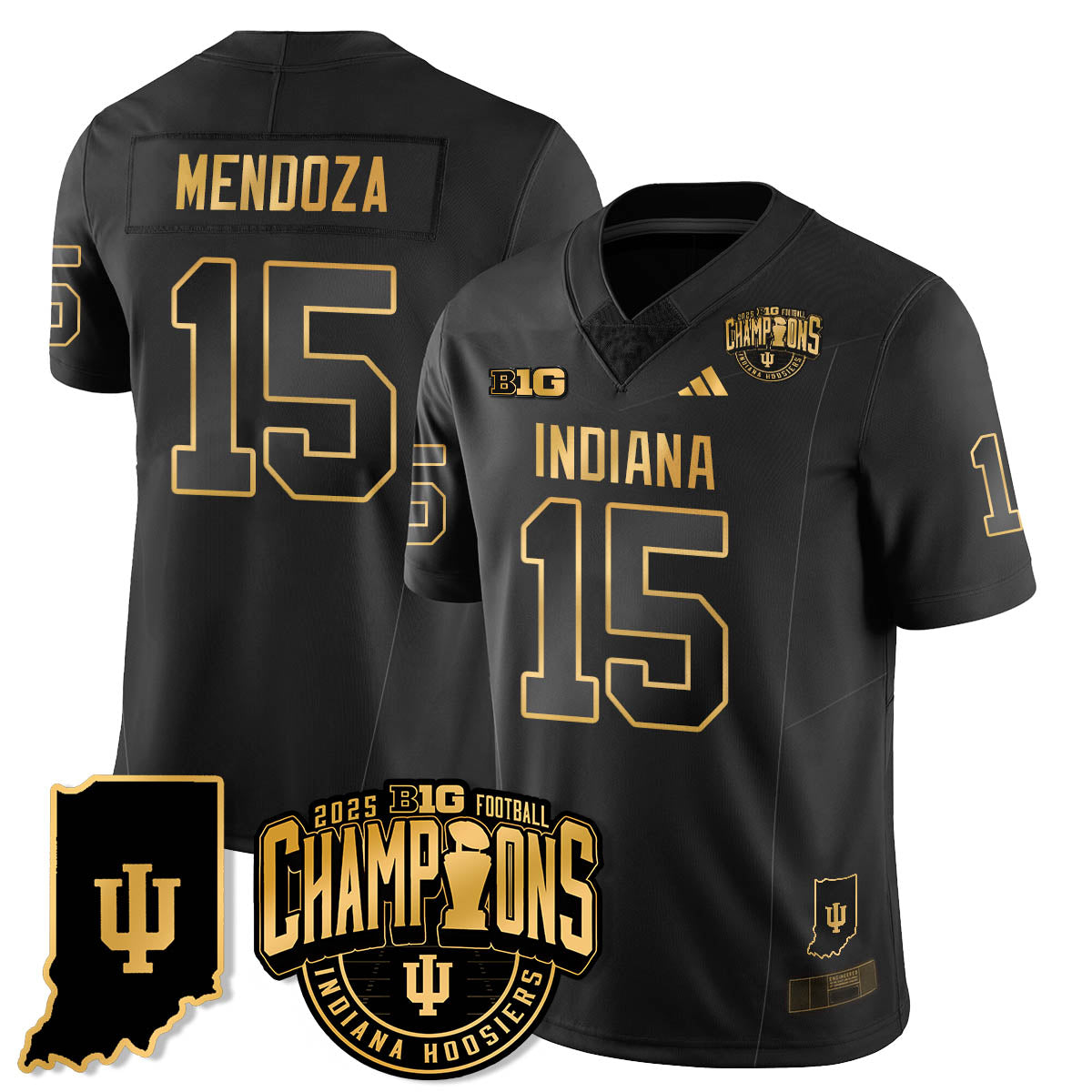 Indiana H Vapor Limited Football Gold Jersey - Big 10 Champions - Stitched