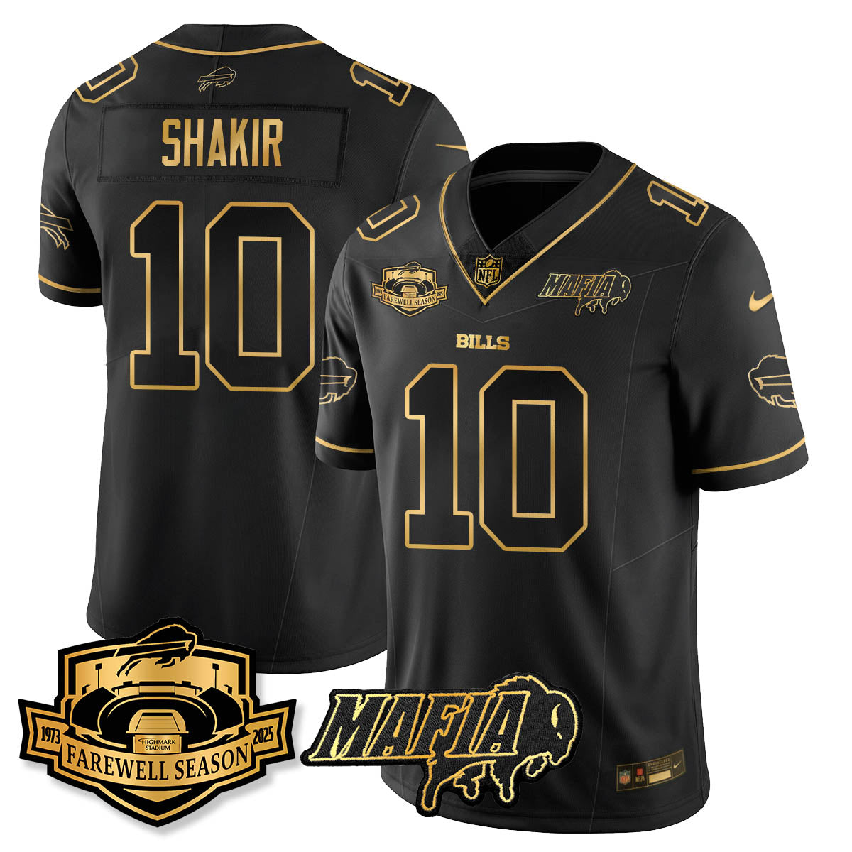BUF 2025 Bills Mafia Patch Gold Vapor Limited Jersey - Stitched