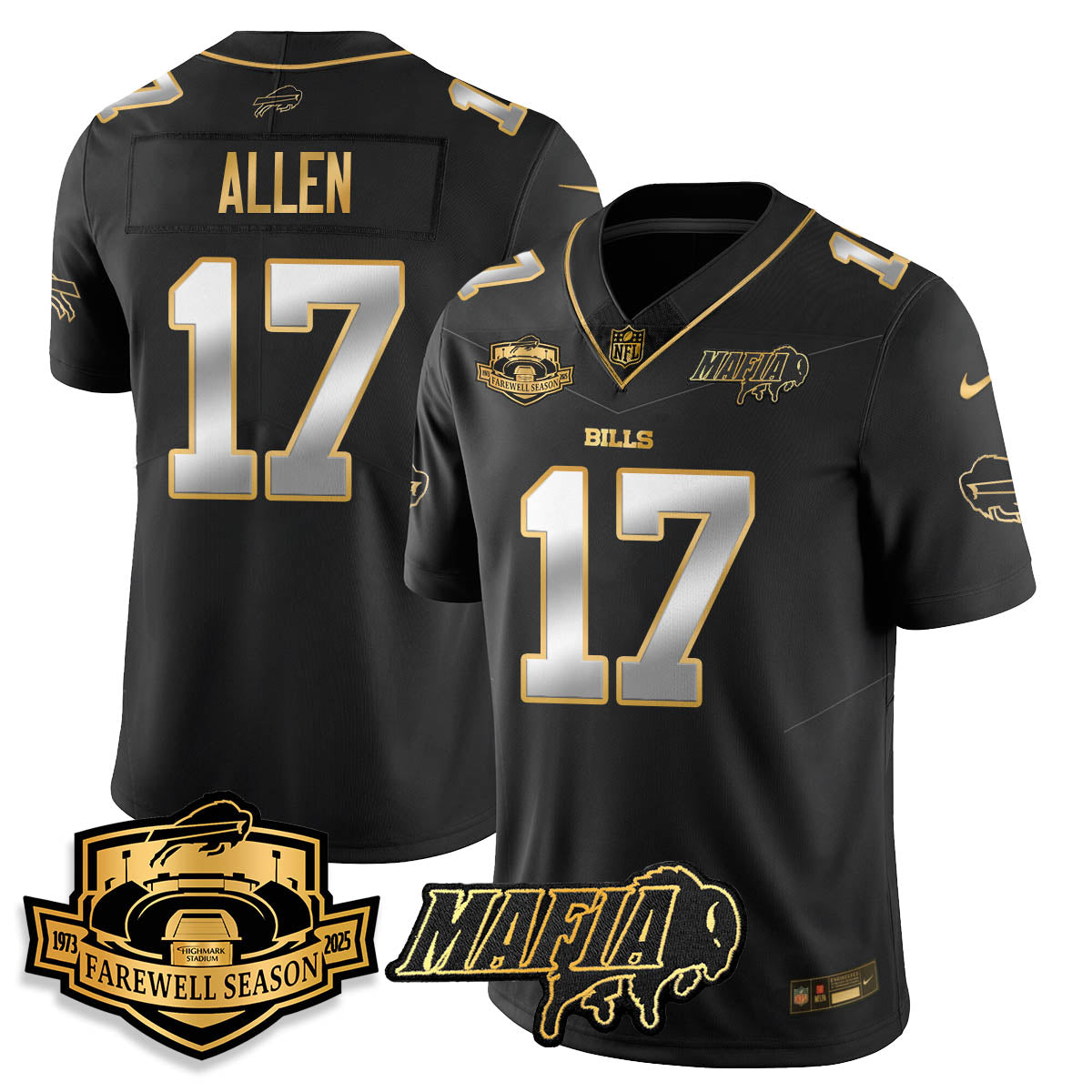 BUF 2025 Bills Mafia Patch Gold Vapor Limited Jersey - Stitched