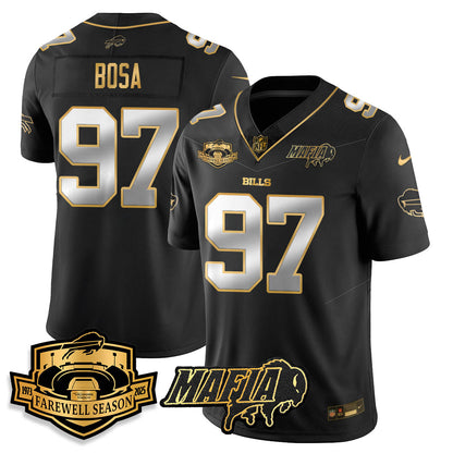 BUF 2025 Bills Mafia Patch Gold Vapor Limited Jersey - Stitched